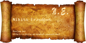 Nikits Erzsébet névjegykártya